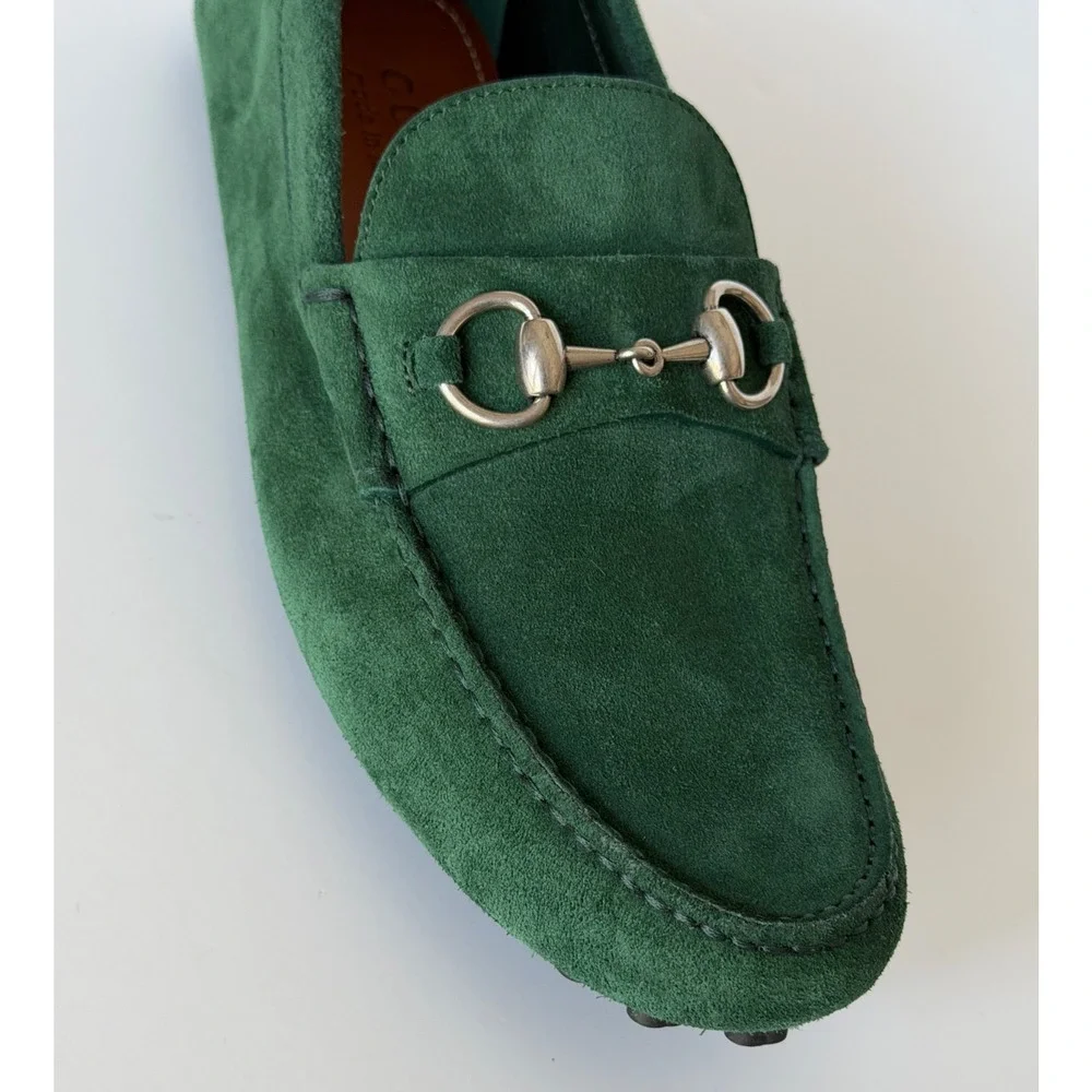 Gucci Mens Suede Horsebit Driver Loafers Shoes Green 7.5 US (7 Gucci) 765859 NIB